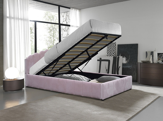 Tufted Upholstered লো প্রোফাইল স্টোরেজ প্ল্যাটফর্ম বিছানা পাতলা পাতলা কাঠ উপাদান কাস্টম