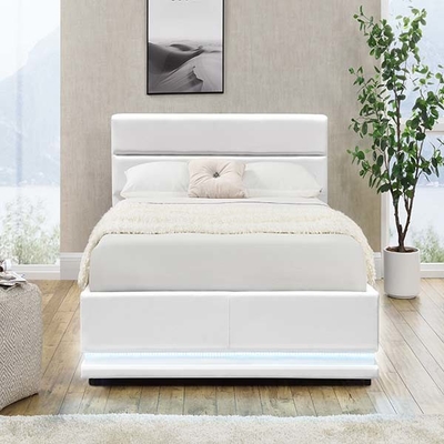 সাদা 150x200 CM প্ল্যাটফর্ম LED বেড ফ্রেম স্টোরেজ বক্স সহ স্বয়ংক্রিয় গ্যাস উত্তোলন