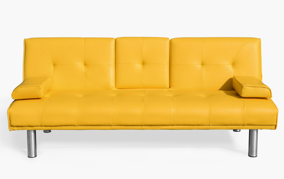 আধুনিক Futon লাউঞ্জার রূপান্তরযোগ্য সোফা ভুল চামড়া 3 আসনের Futon সোফা