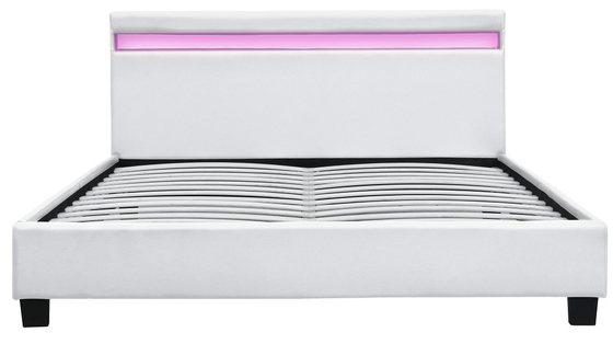 প্ল্যাটফর্ম RGB LED LED লাইটের সাথে সজ্জিত বিছানা ফ্রেম সস্তা সহজে একত্রিত PU চামড়া