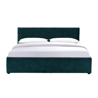 শয়নকক্ষের জন্য সবুজ ফ্যাব্রিক আরামদায়ক গৃহসজ্জার সামগ্রী স্টোরেজ বেড ডাবল সাইজ