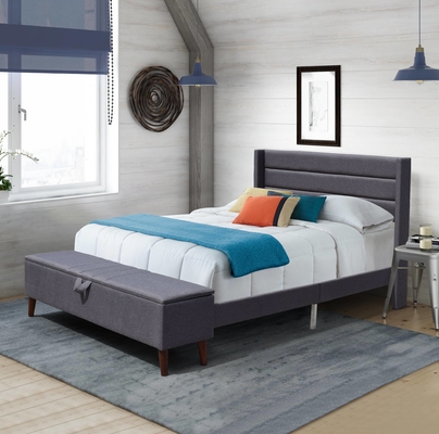 গ্রে সলিড ব্যাক Tufted রানী স্টোরেজ বিছানা ঘুমের জন্য আরামদায়ক FSC