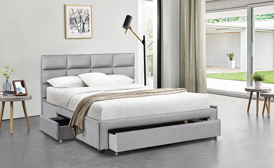Tufted পাতলা পাতলা কাঠের বিছানা ফ্রেম