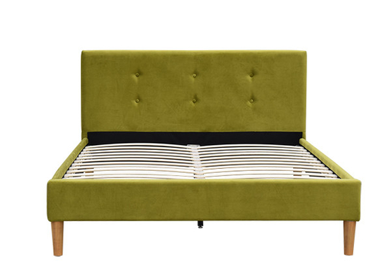 Tufted সবুজ ক্রিম চূর্ণ মখমল ডবল বালিশ হেডবোর্ড বিছানা ফ্রেম